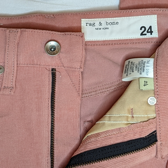 RAG & BONE Cameo High-Rise Super Soft Corduroy Skinny Jeans in Pink Size 24 - Picture 5 of 11